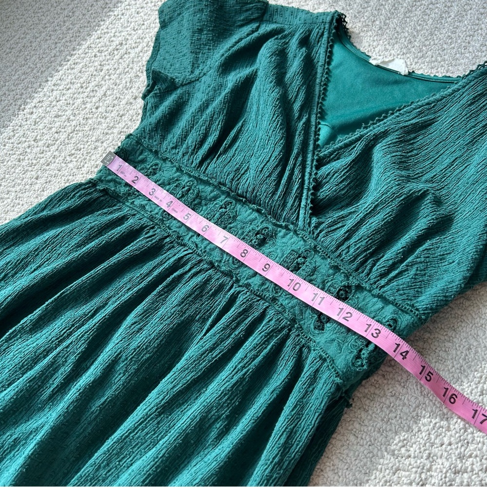 Altar'd State Forest Green Textured Ruffle Wrap Dress - Picture 6 of 14